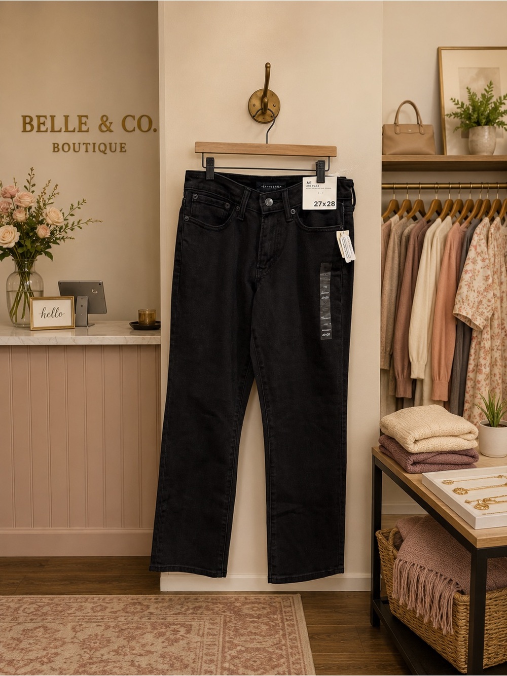 Aeropostale Black Straight Leg Jeans Women’s 27x28 NWT Stretch Denim